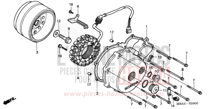 LEFT CRANKCASE COVER/ GENERATOR for Shadow Aero NOIR (NH1X) from 2000